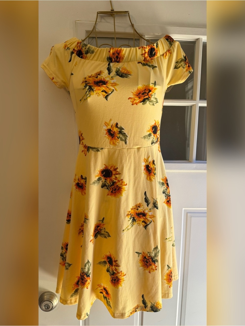Charlotte Russe Yellow Sunflower Off-Shoulder Summer Dress